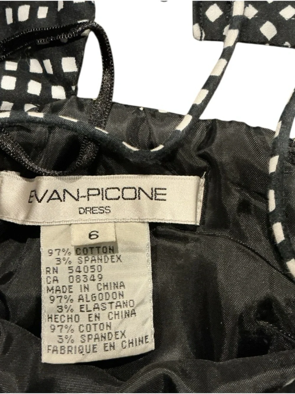 Black & White Polka Dot A-Line Dress Spaghetti Strap Knee Length Size Small - Picture 8 of 8